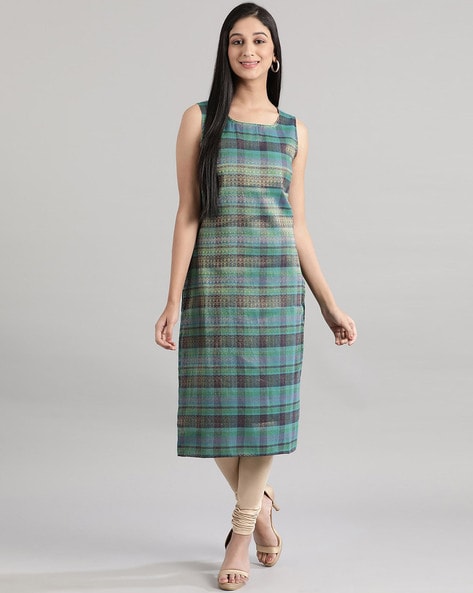 Aurelia checked 2024 straight kurta