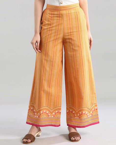 Striped Palazzos with Semi-Elasticated Waistband Price in India