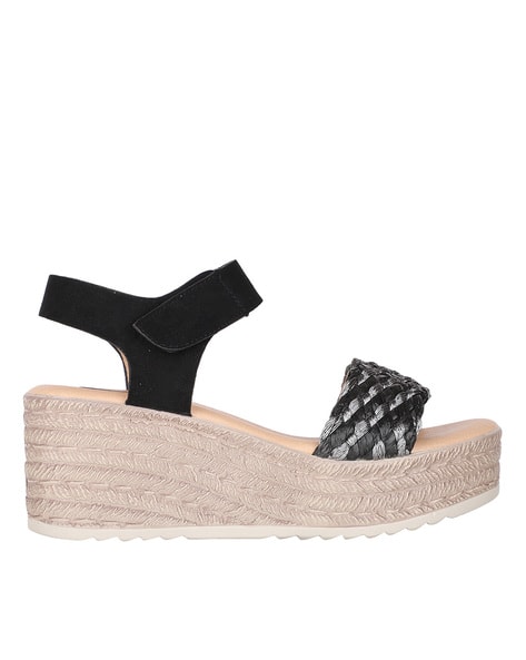 platform velcro open toe platform color block sandals