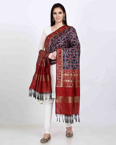 Woven Silk Blend Dil Patola Dupatta Price in India