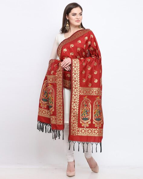 Woven Silk Blend Banarasi Dupatta Price in India