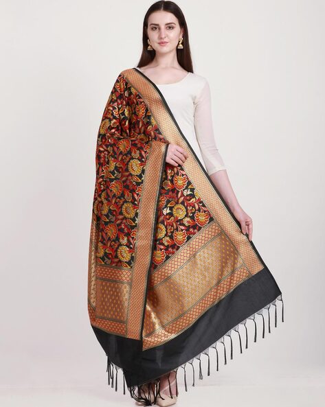Woven Silk Blend Floral Banarasi Dupatta Price in India