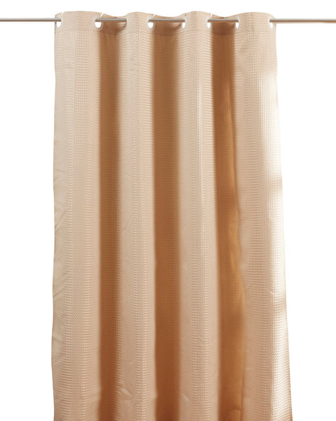Beige Bath Curtains For Home, Textured Shower Curtain Liner