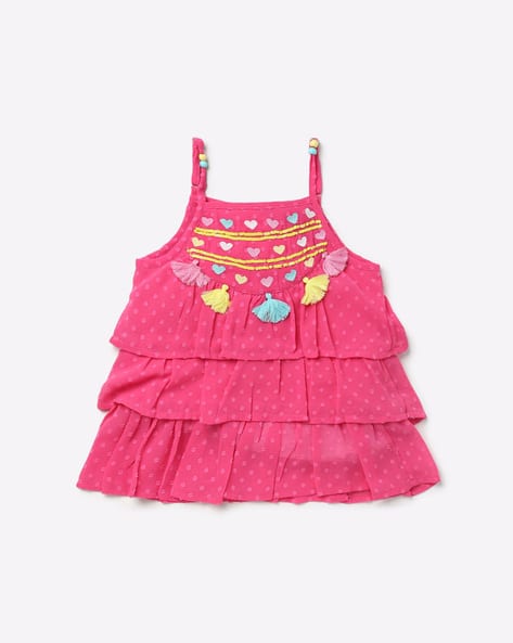 Embroidered Strappy Tiered Top