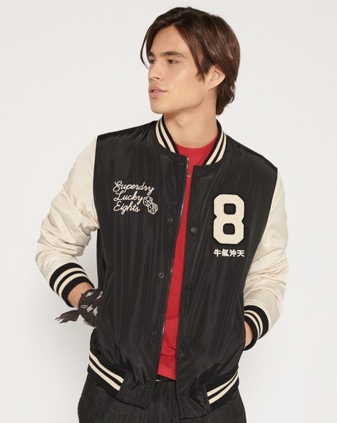 CNY Letterman Regular Fit Bomber Jacket