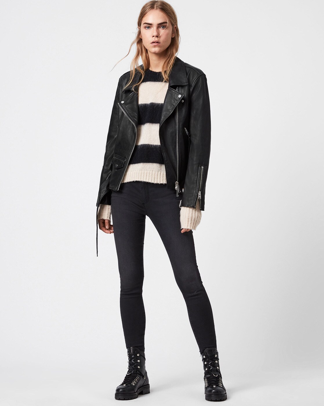 Allsaints wade leather discount jacket