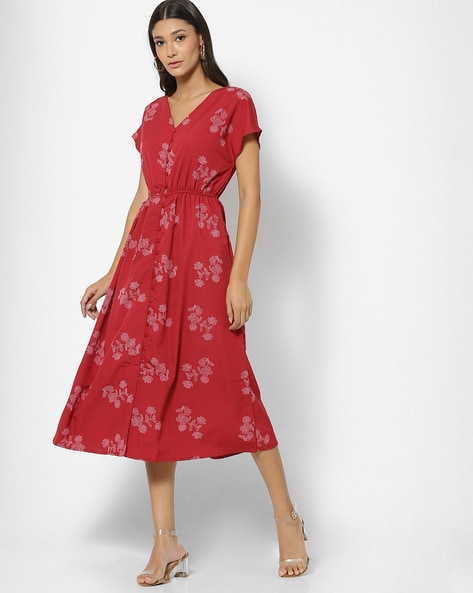 Floral Print Bra Detail Maxi Dress in Brown Multi