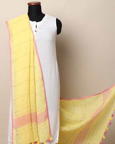 Self-Striped Linen Dupatta Price in India