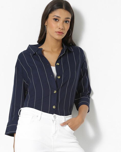 Buy Harpa Women Navy Striped Top Online at Best Prices in India