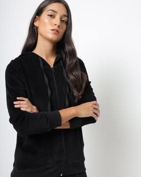black velour hoodie ladies