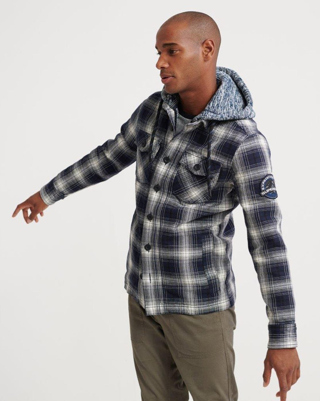 superdry checked shirt with hood