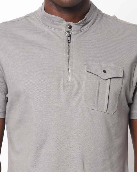 zipper henley shirt