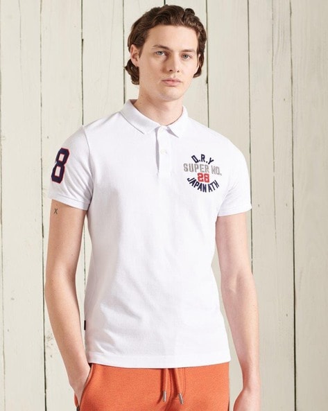 superdry white classic polo shirt