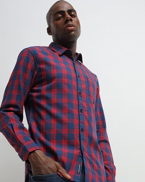 Buy Red u0026 Blue Shirts for Men by ALTHEORY Online | Ajio.com