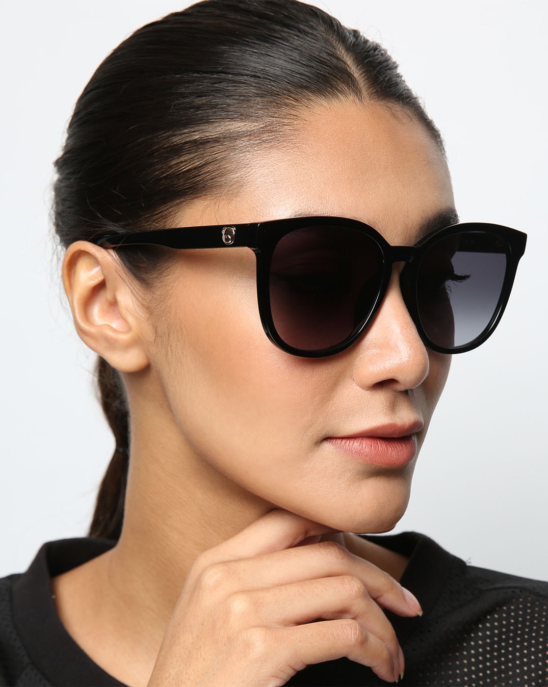 moschino black oval sunglasses