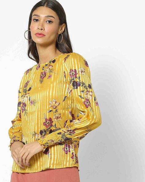 Floral Print Striped Top