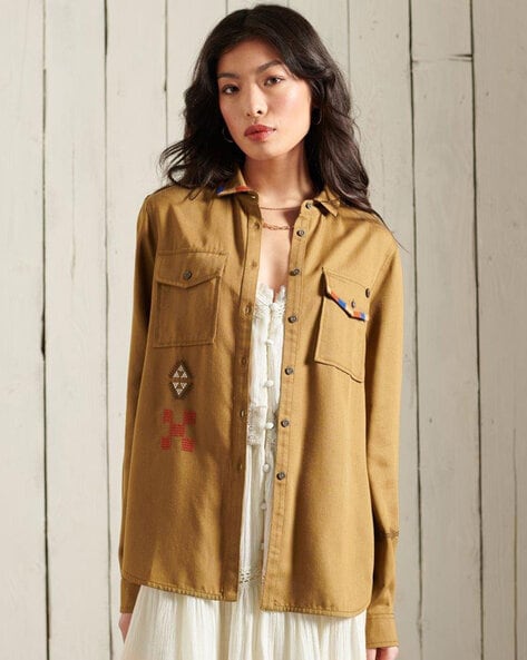 superdry khaki shirt