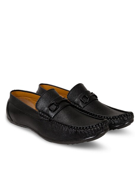 Reptilian Pattern Loafers with Metal Accent