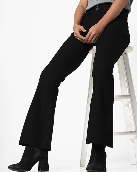 Buy KAZO Black High Rise Flare Fit Women's Trouser | Shoppers Stop