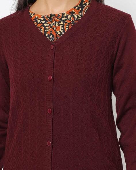Chevron Knit Slim Fit V-neck Cardigan view 3