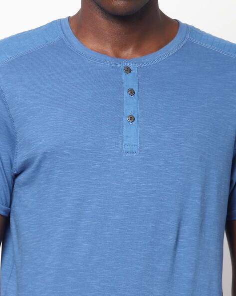 Heathered Cotton Henley T-shirt view 3
