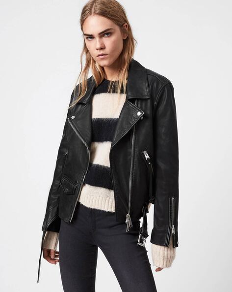 All saints womens conroy leather outlet jacket