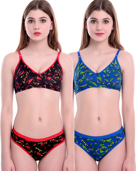 Geometric Print Bra & Panty Set