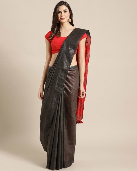 Buy Stunning Black Net Self Design Mirror Embroidered Saree Online -  Inddus.in.