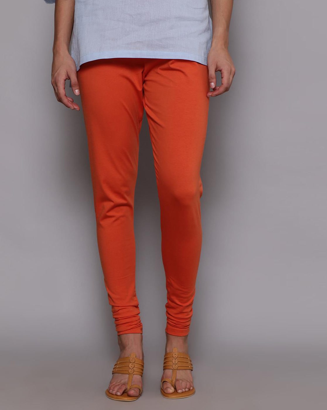 Buy TAG 7 Orange Cotton Leggings for Women Online @ Tata CLiQ
