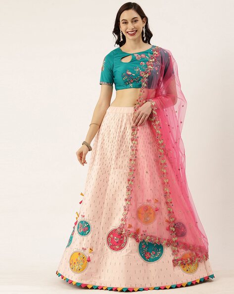 Buy online Peach Net Flared Lehenga from ethnic wear for Women by  Readiprint Fashions for ₹10489 at 55% off | 2024 Limeroad.com