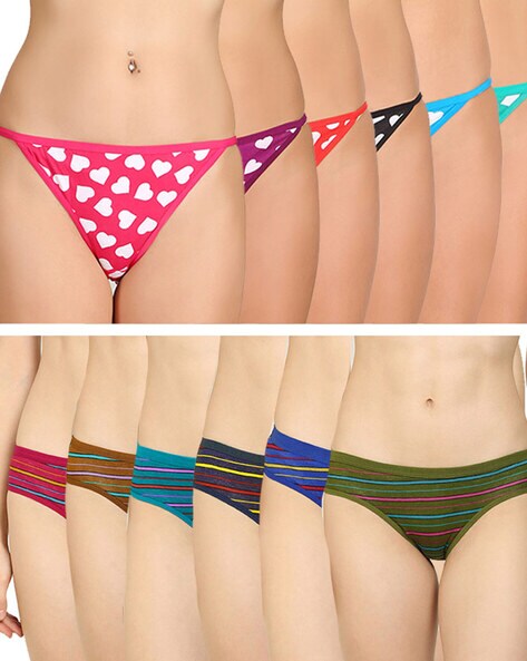 Pack of 12 Printed Bikini Briefs