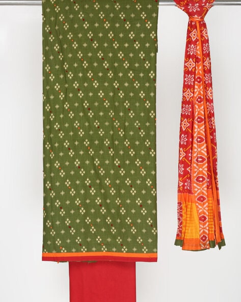 Floral-Woven Unstitched Dress Material with Dupatta Price in India