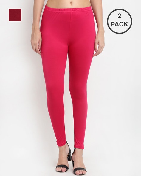 Buy Keshav Srushti Women Pink Solid Cotton Lycra Blend Legging