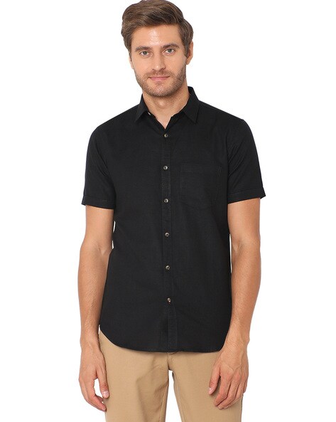 Buy Men's Jet Black Colour Shirt Online India