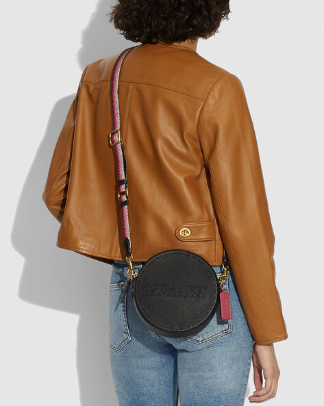 Buy Coach Colourblock Leather Kia Circle Crossbody Bag | Black Color Women  | AJIO LUXE