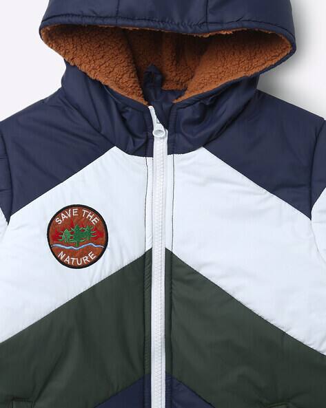 Colourblock Hooded Zip-Front Jacket view 3