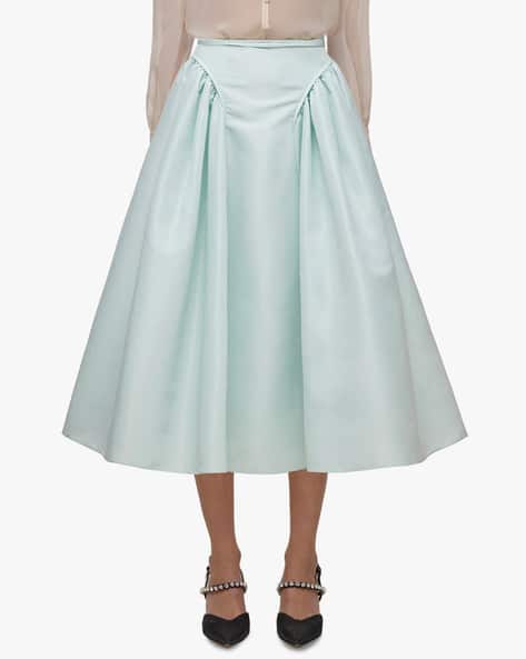 Flared Midi Skirt with Gathered Side Panels
