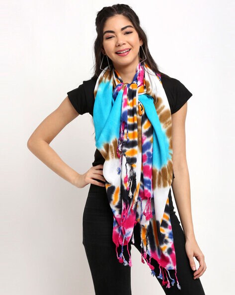 Tie & Dye Stole with Tassels Price in India