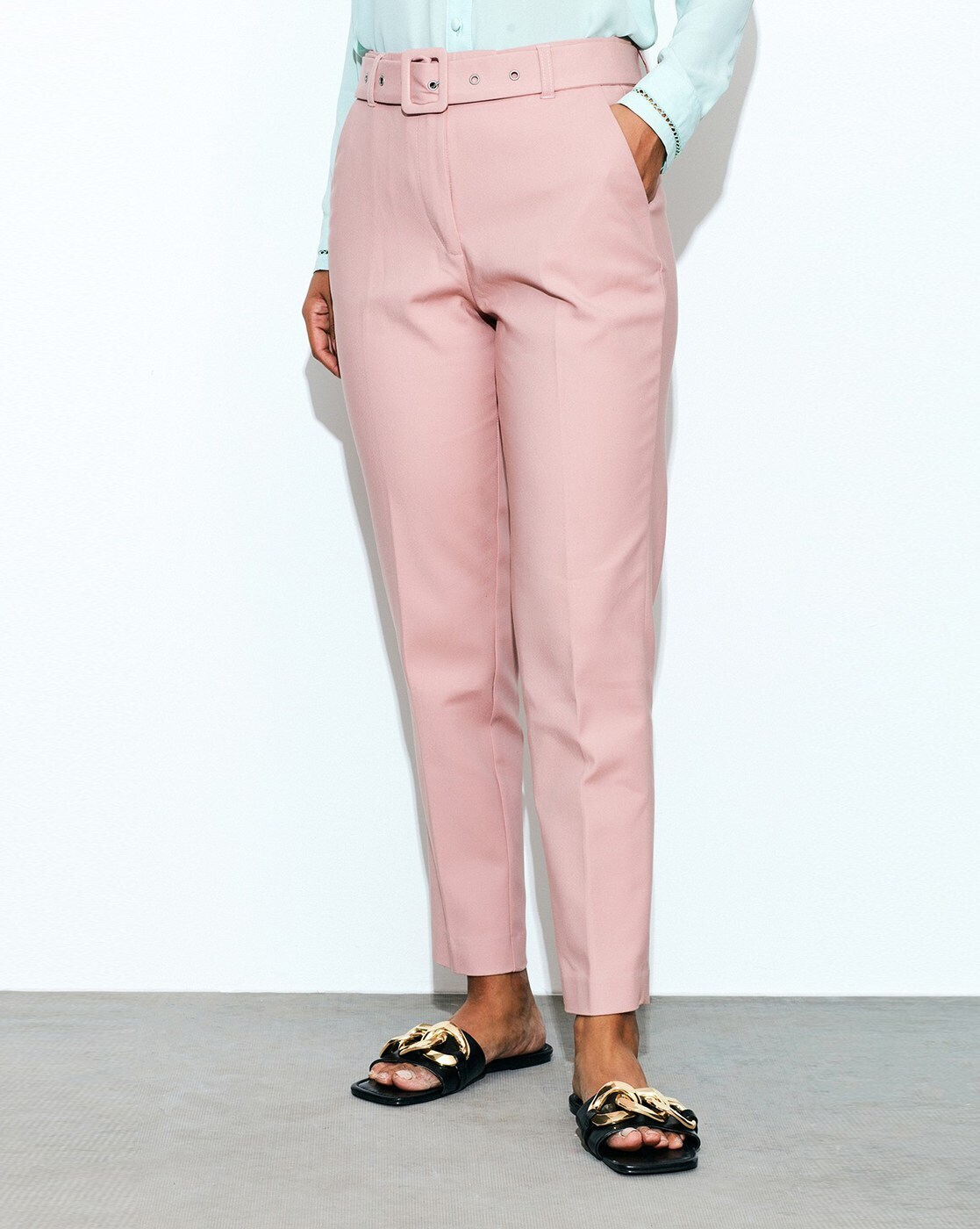 Zara NWT Pink and Black Houndstooth Mini Flare Trousers Women's XS | eBay