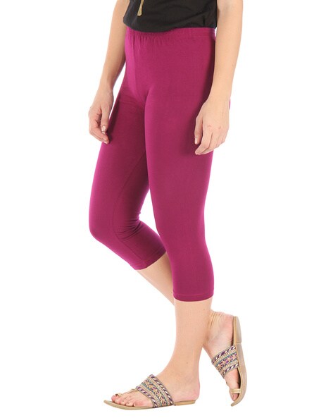 Buy Black & Magenta Leggings for Women by Bitterlime Online