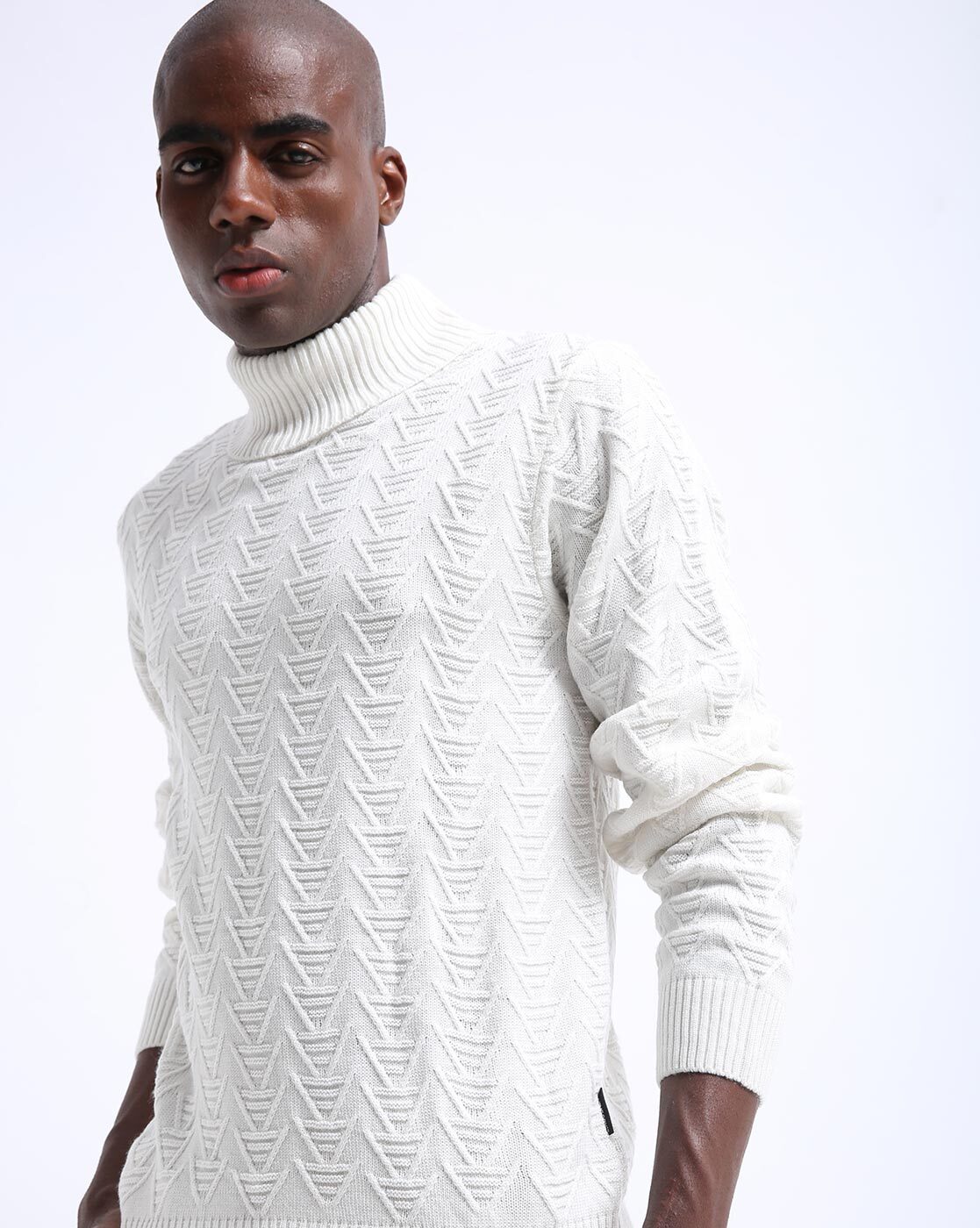 Textured Slim Fit Turtleneck Pullover