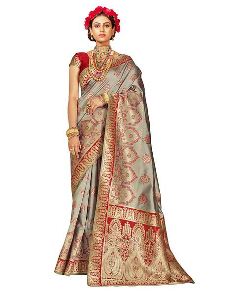 Monjolika Fashion Women's Woven Silk Saree With Blouse Piece - Swadesii