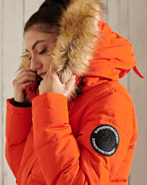 Orange coat with hotsell fur hood