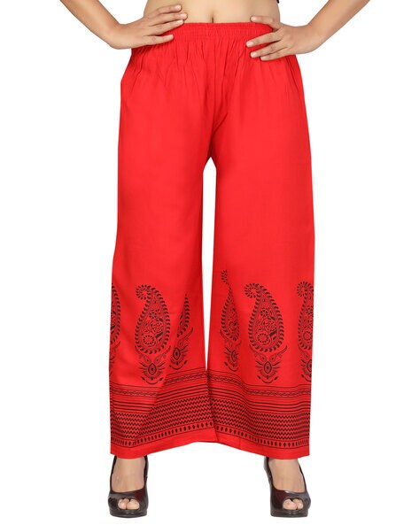 Paisley Print Palazzos with Elasticated Waistband Price in India