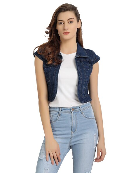 Suvotimo Women Denim Jackets Ripped Button Down Jean India | Ubuy