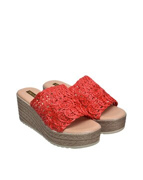 womens red wedge sandals