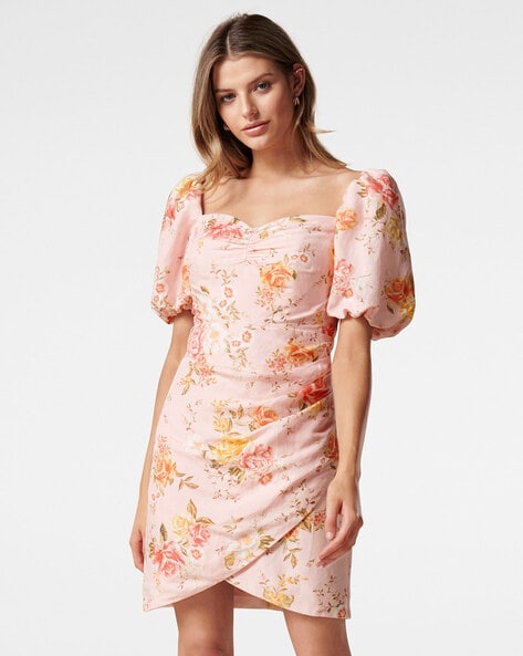 Forever New Ellery Ruffle Detail Floral Maxi Dress, Canyon Sunset/Pink  Multi - myonewedding.co.uk