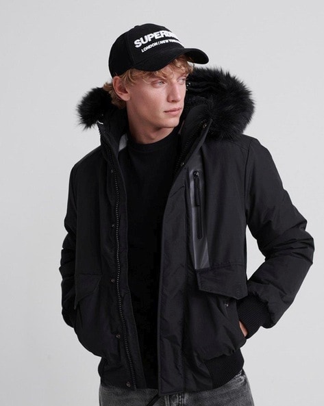 Mens black store superdry coat