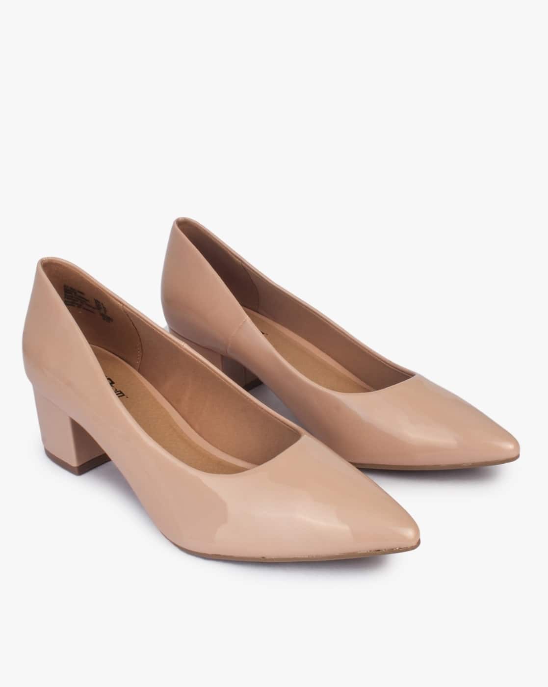pointed toe block heeled pumps