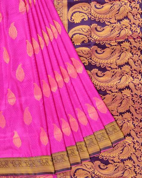 Pure kanjivaram silk saree maroon and green with allover brocade zari –  Prashanti Sarees